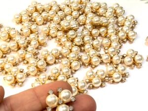 Entremeio Metal - 3 Pérolas Strass - 02unid