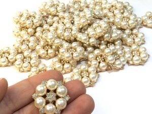 Entremeio Metal - Pérolas Strass Flor - 02unid