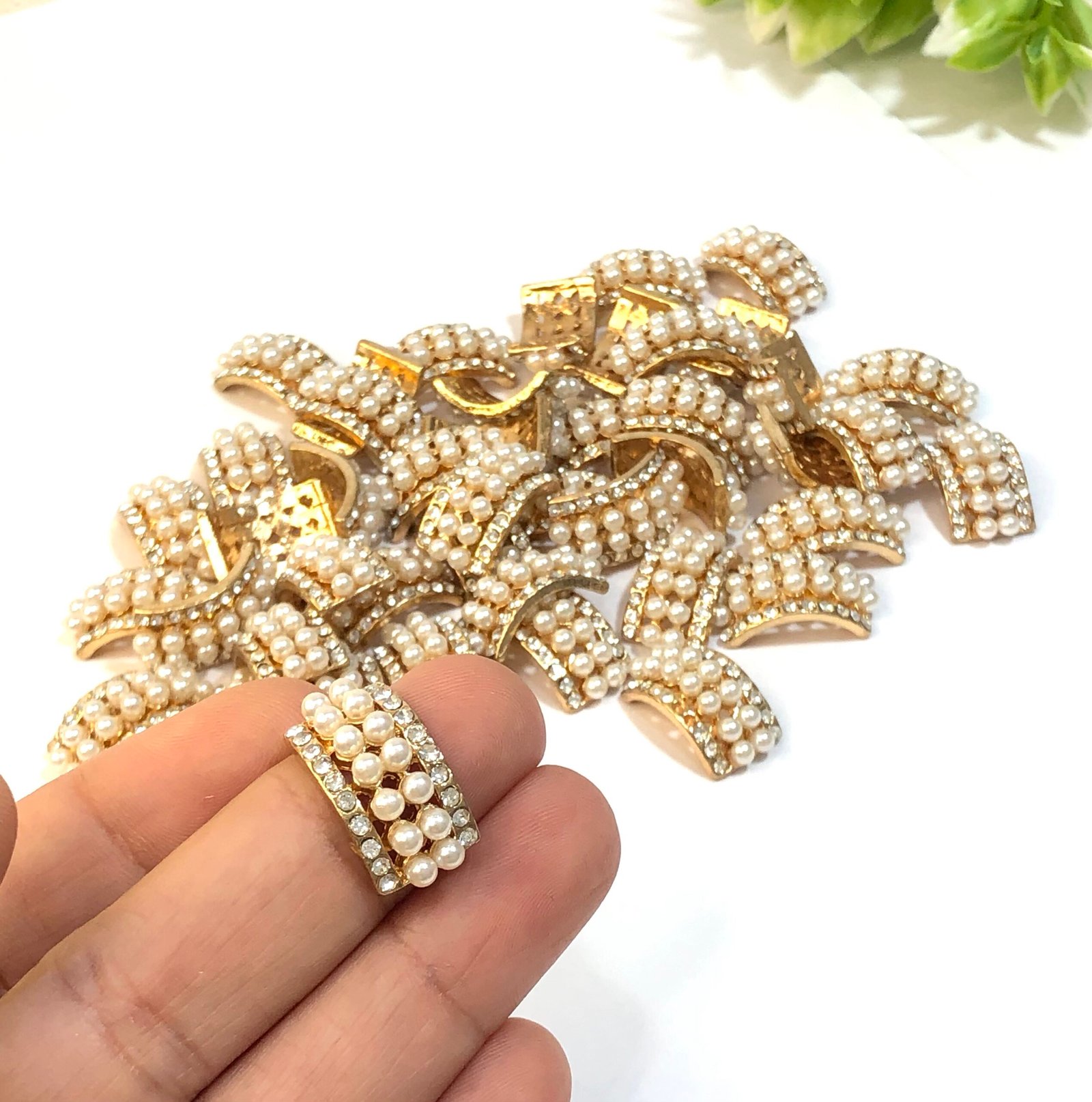 Entremeio Metal - Mini Pérolas Strass - 02unid