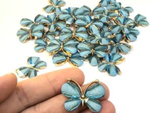 Aplique - Borboleta Metal - Turquesa - 02unid