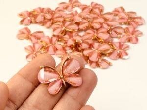 Aplique - Borboleta Metal - Salmão - 02unid