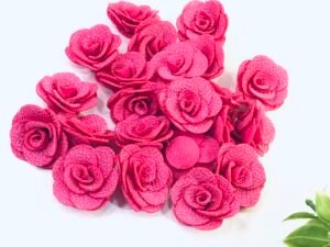 Flor Rosa Malha - Fuschia - 10unid