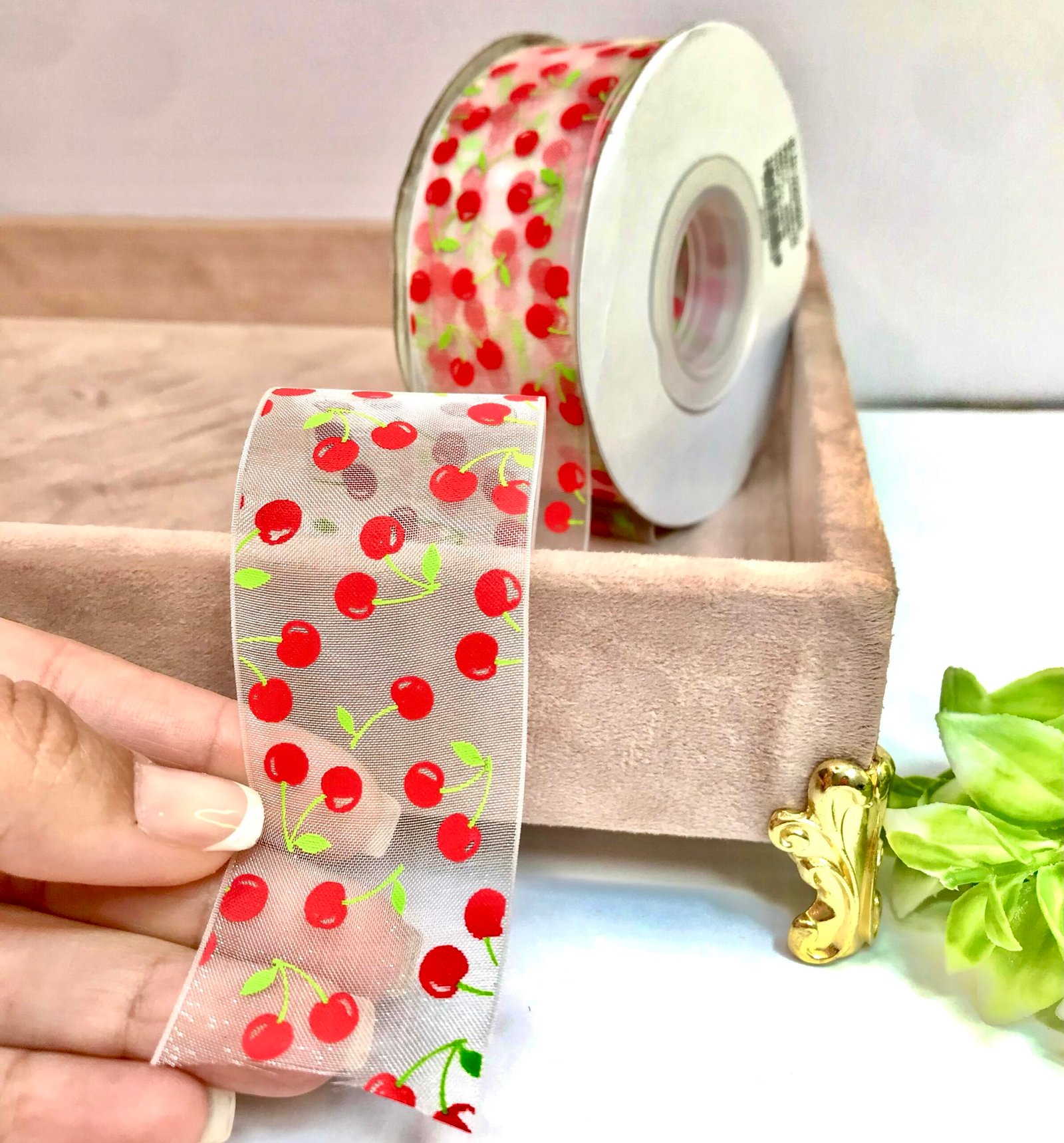 Fita Organza - Cereja - 38mm - 02mtr